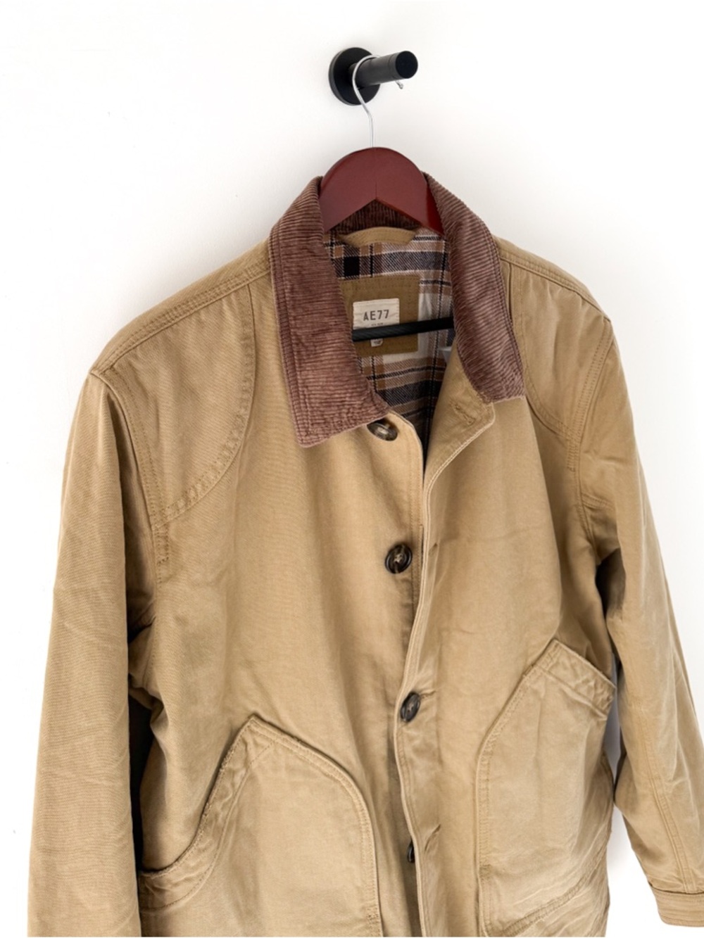 New AE77 Premium Twill Chore Jacket Cotton Silk Flannel Lined Mens Size M Barn - Picture 9 of 14